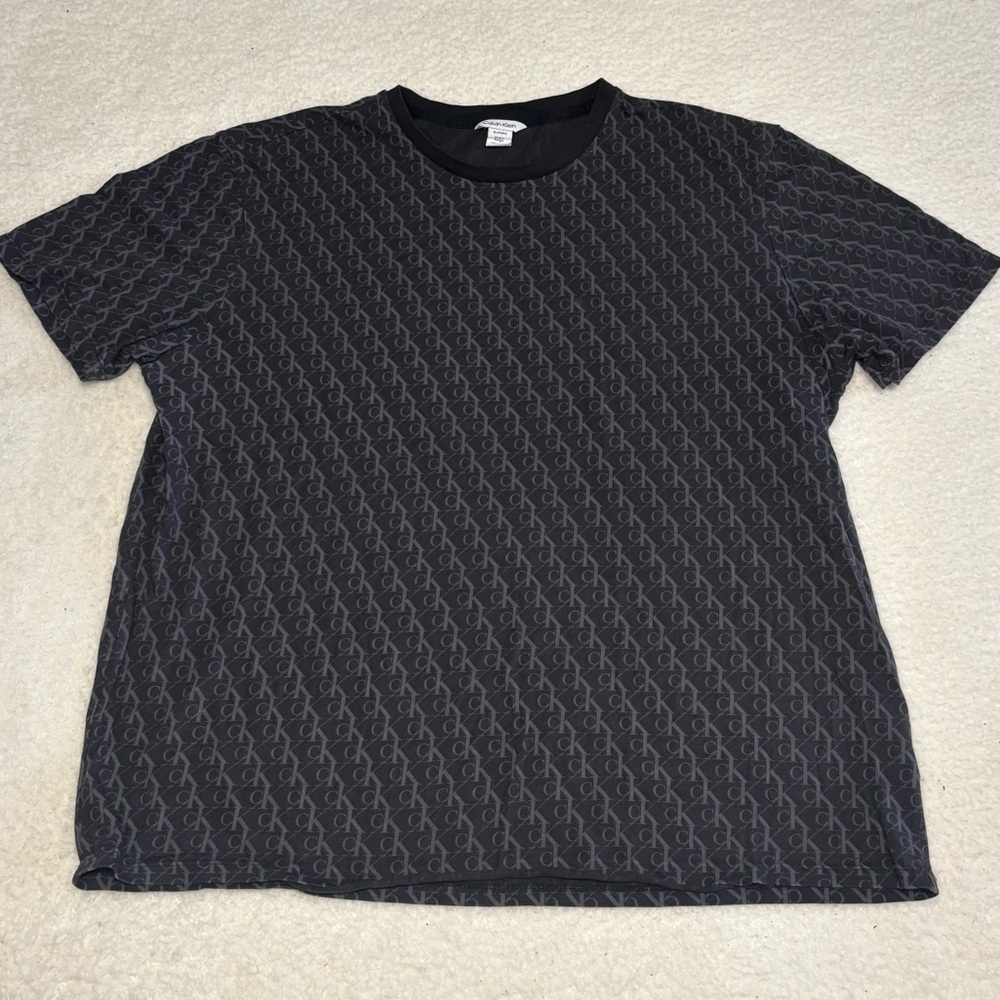 Calvin Klein Men Black Canvas Logo Short Sleeve T-shirt